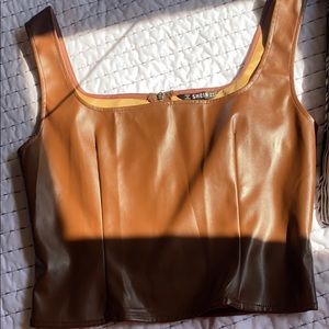 brown leather top